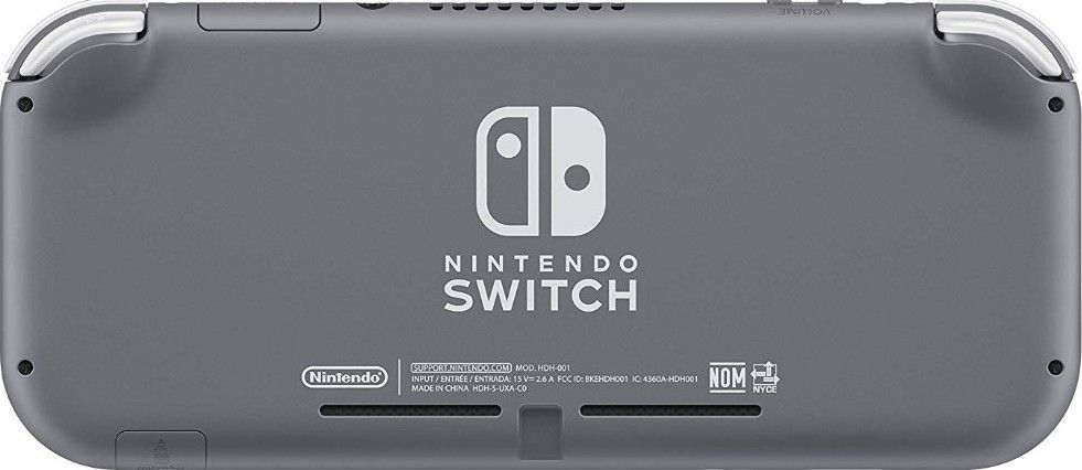 Back view of a Nintendo Switch console with logo and branding.