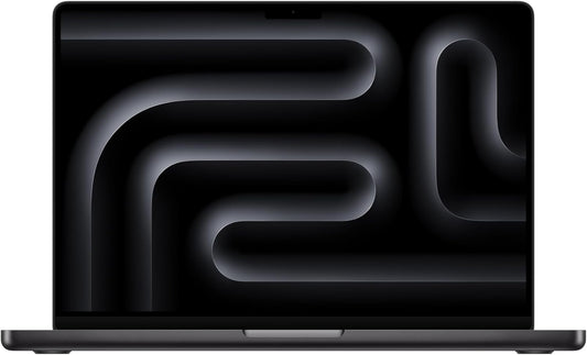 Black laptop with abstract design on a white background