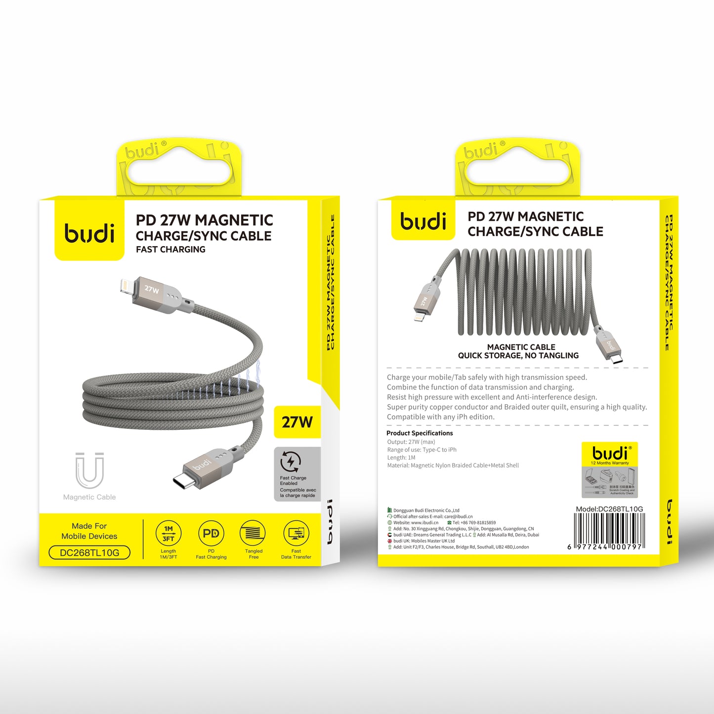 PD 27W Magnetic Charger Cable USB-C to Lightning Ultra Fast Charging Cable