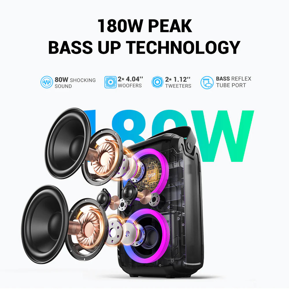 W-KING 180W Powerful Bluetooth Party Speaker