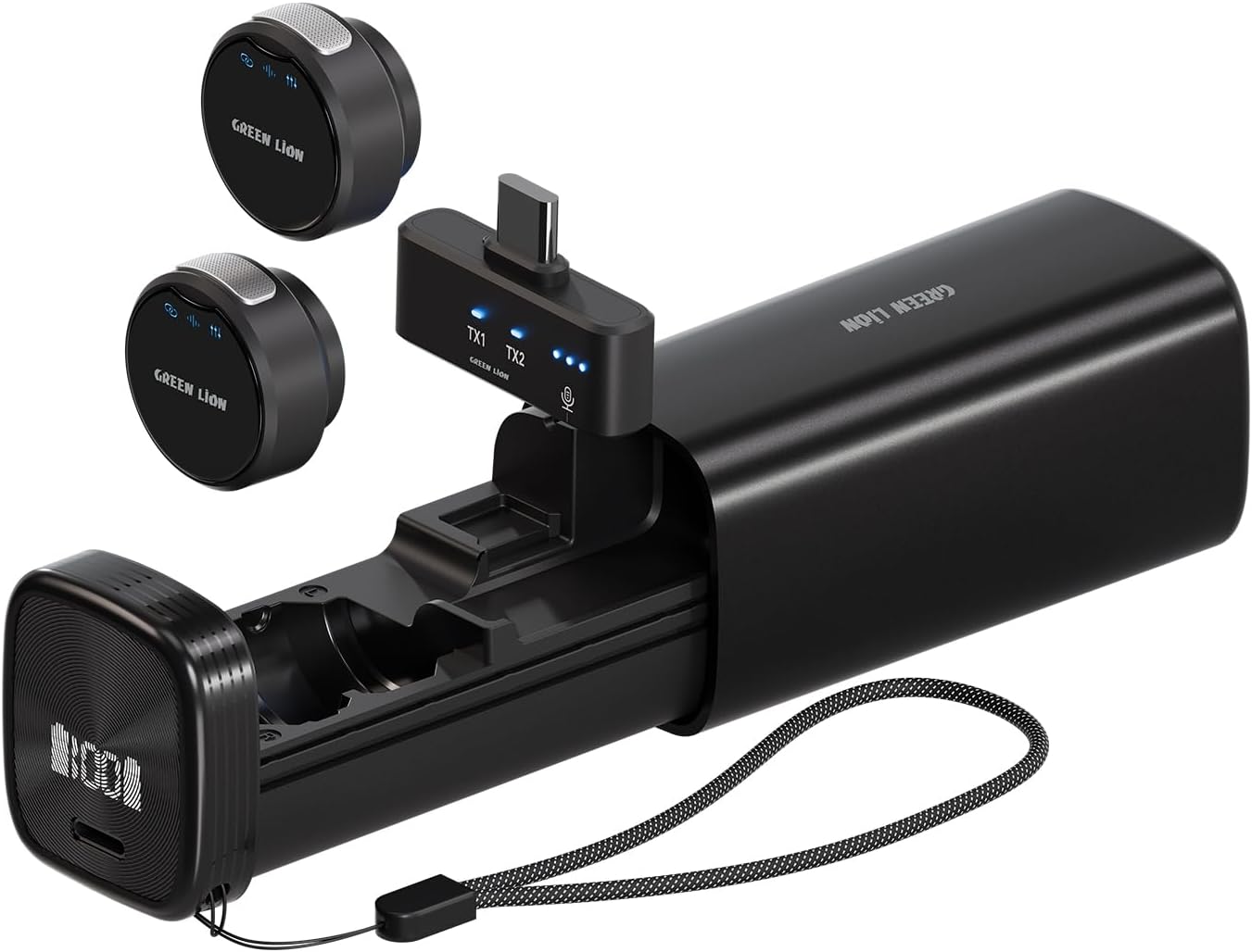 Microphone for Type-C Devices, 2 Mics & 1 Receiver, 360° Pickup, 40m Working Range, Intelligent Noise Reduction