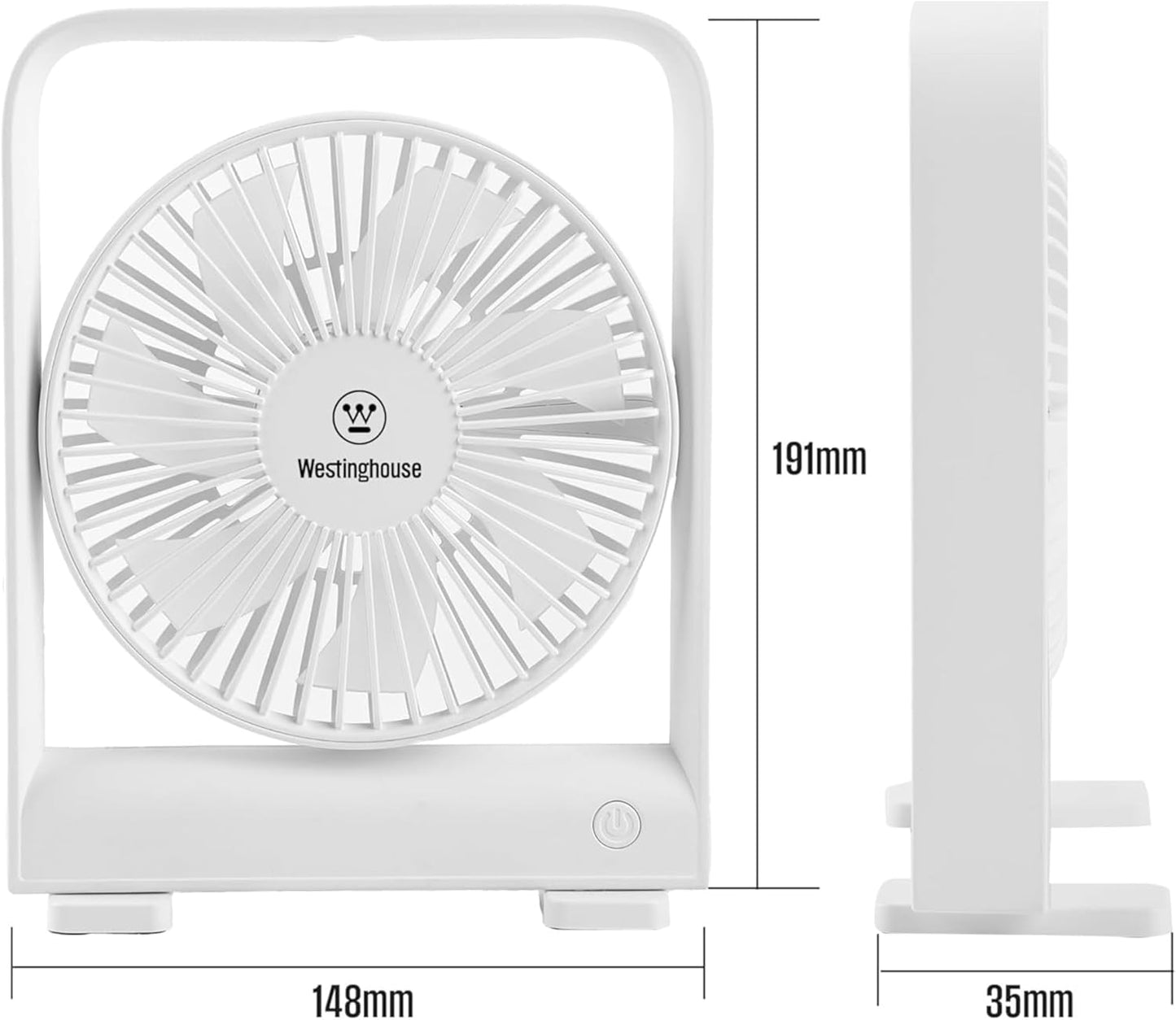 Westinghouse Portable USB Fan – 4 Speed Rechargeable Desk Fan with Magnetic Base