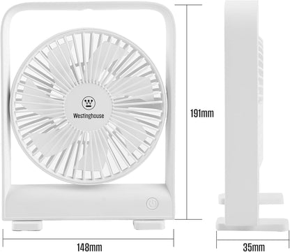 Westinghouse Portable USB Fan – 4 Speed Rechargeable Desk Fan with Magnetic Base