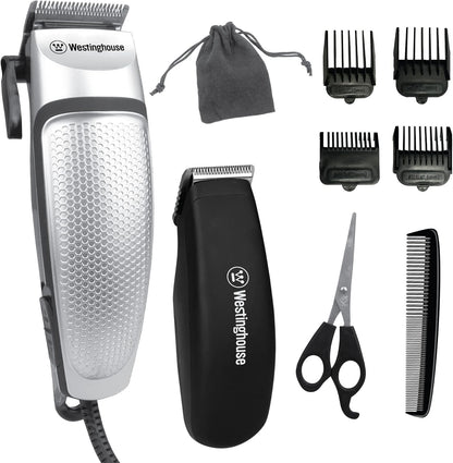 Westinghouse Men's Grooming Kit, Hair Clippers & Beard Trimmer, 13-Piece Set with Scissors