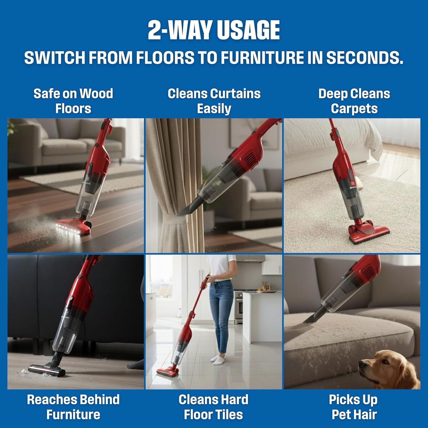 Westinghouse 3-in-1 Stick Vacuum Cleaner 600W Upright & Handheld