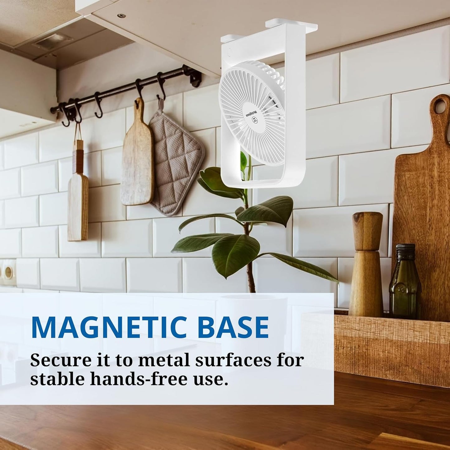 Westinghouse Portable USB Fan – 4 Speed Rechargeable Desk Fan with Magnetic Base