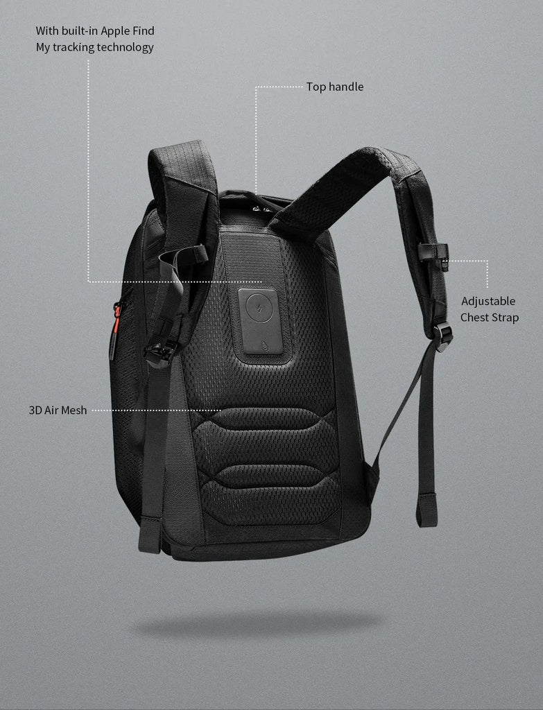 Kingsons Roll Top Waterproof Laptop Backpack – Travel & Hiking Anti-Theft Bag With ''Apple Find My'' Air TAG