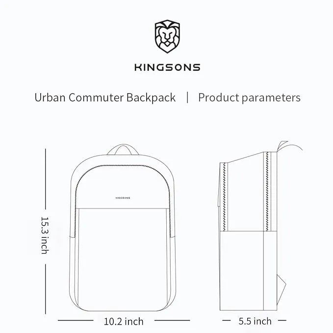 Kingsons Slim Travel Backpack – Waterproof Nylon Business & Laptop Backpack for Work, Travel & Commuting