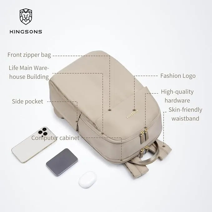Kingsons Slim Travel Backpack – Waterproof Nylon Business & Laptop Backpack for Work, Travel & Commuting