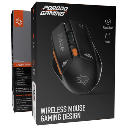 Porodo Gaming Wireless Mouse Gaming Design DPI 1600 -Black