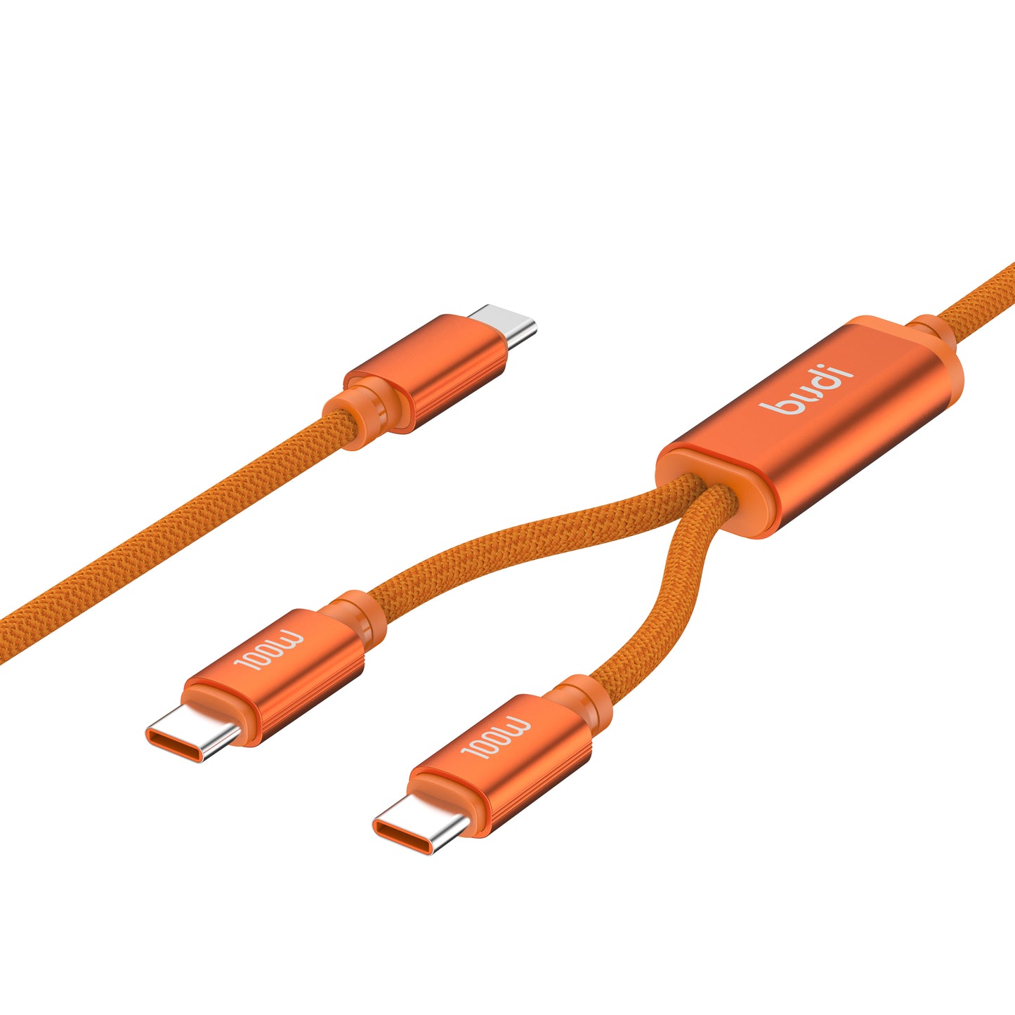 2-in-1 Cable 100W Type-C to Dual Type-C Orange - Dual Charging Cable