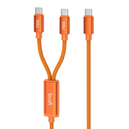 2-in-1 Cable 100W Type-C to Dual Type-C Orange - Dual Charging Cable