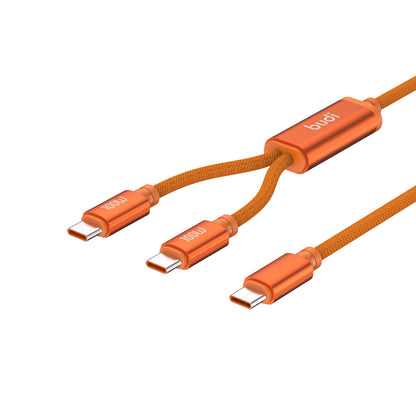 2-in-1 Cable 100W Type-C to Dual Type-C Orange - Dual Charging Cable