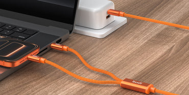 2-in-1 Cable 100W Type-C to Dual Type-C Orange - Dual Charging Cable